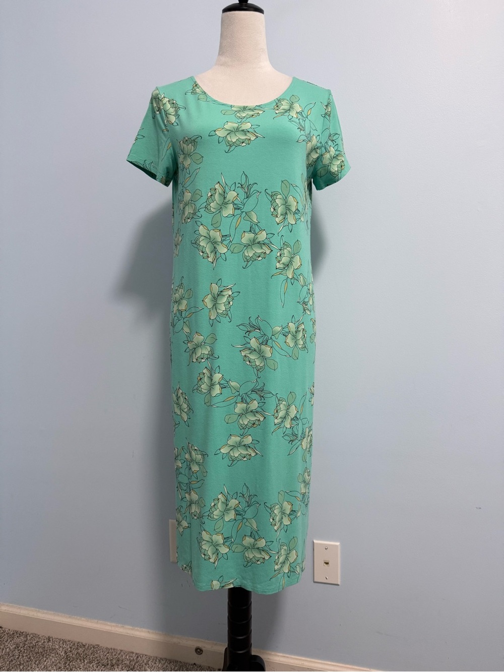 J Jill Wearever Collection Stretch Sleeveless Floral Print Maxi Dress‎ Size M